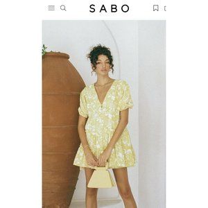 Sabo Skirt Yellow Floral V-Neck Mini Dress